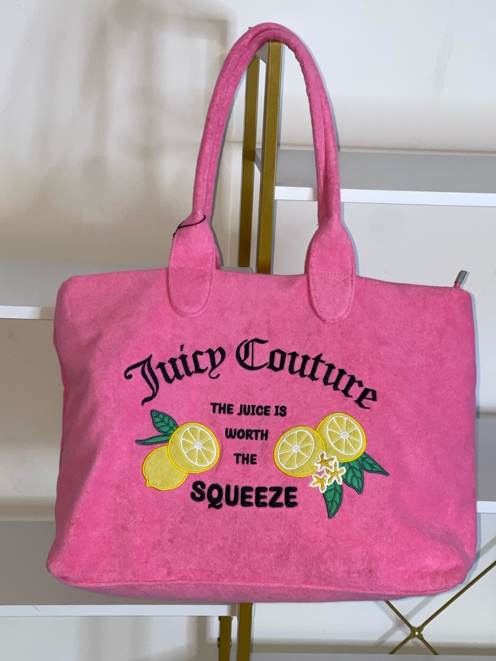 Juicy Couture Pink Terry Texture Daisy Style Shopping Tote UK Version